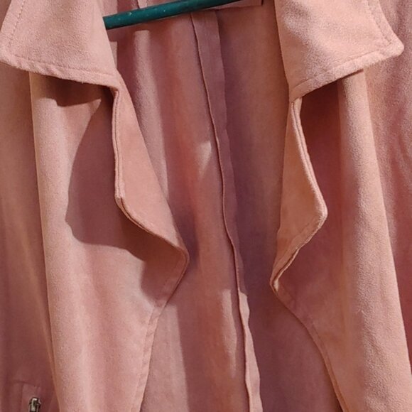 One by Chapter One drape cropped front jacket cardigan long sleeve dark Pink - Picture 3 of 8